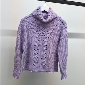 Marc Cain Lilac Cable Knit Turtleneck Sweater